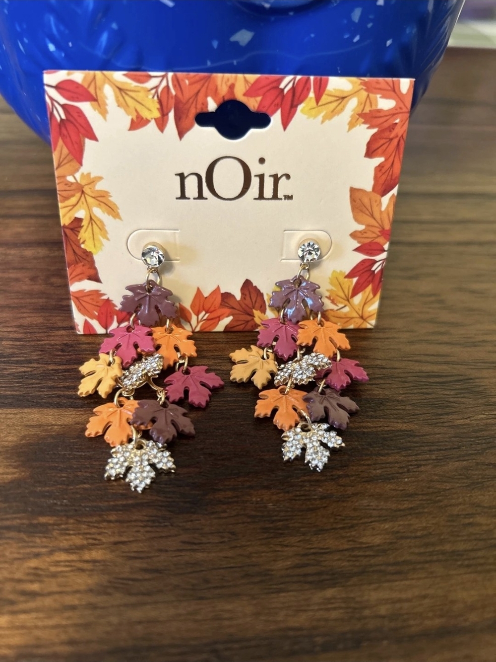 nOir Jewelry Autumn Leaf Dangle Earrings - Multicolor Fall Tones